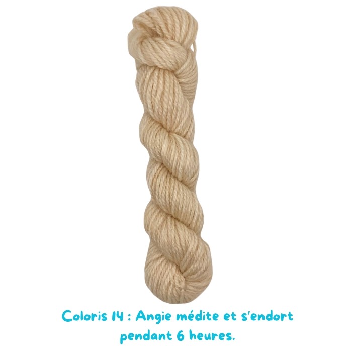 Coloris 14 : Angie médite et s’endort pendant 6 heures.