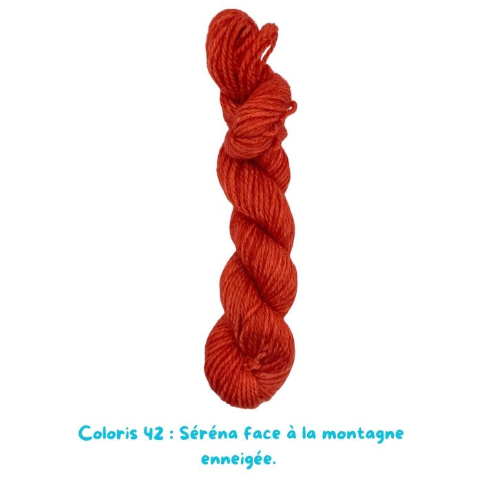 Coloris 42 : Séréna face à la montagne enneigée.