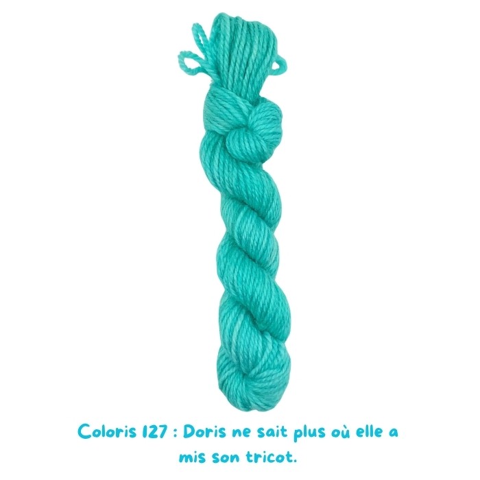 Coloris 127 : Doris ne sait plus où elle a mis son tricot. 